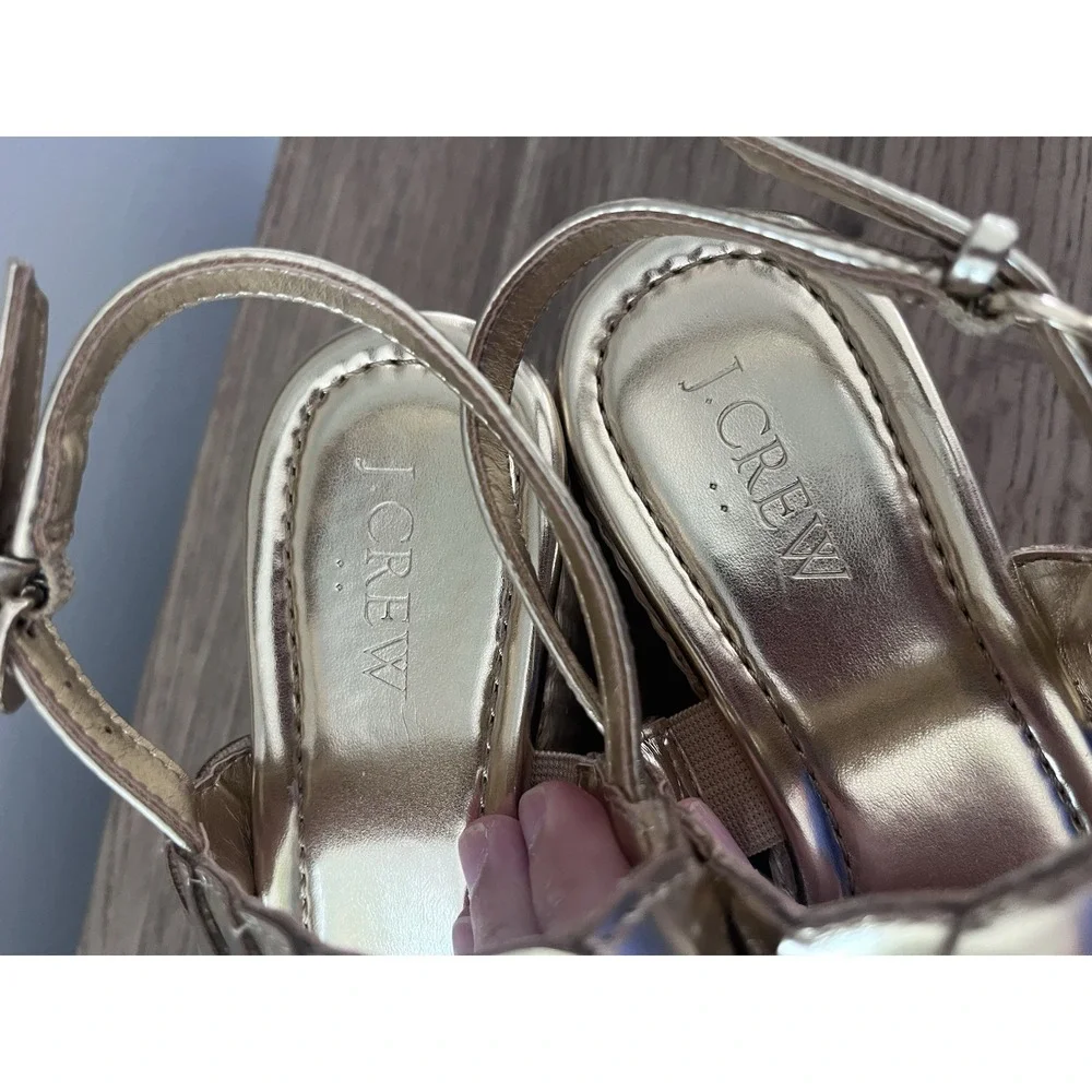 New J.Crew Women's 6 Platform Espadrille Sandal Metallic Gold Sandals W2